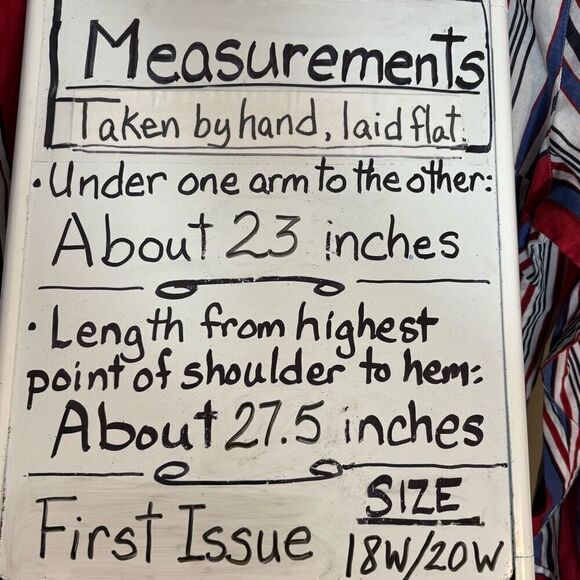 First Issue Liz Claiborne red white blue cotton lightweight button shirt 18/20 - Picture 10 of 10